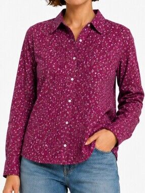 Womens eddie bauer long sleeve button up shirt Large floral breathable cotton